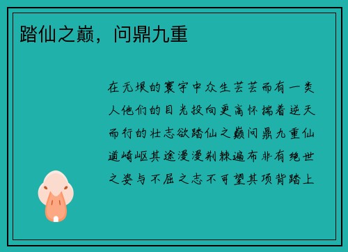 踏仙之巅，问鼎九重